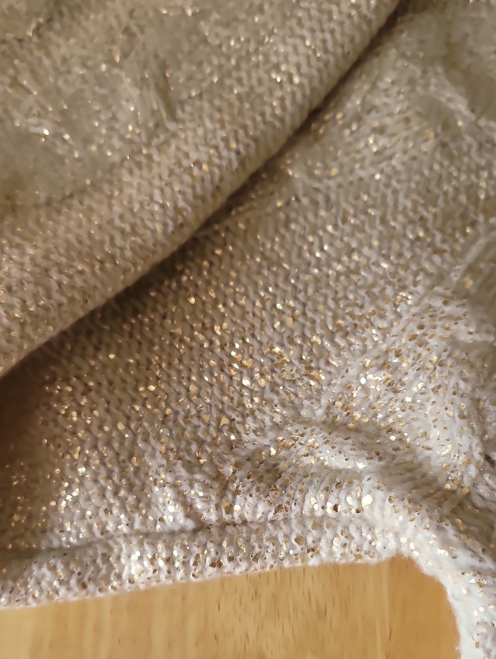 Ann Taylor LOFT Metallic Gold Wool Blend Cable Knit Crewneck Sweater - Picture 7 of 13